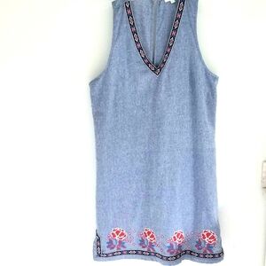 JADE by Melody Tam Embroidered chambray Sleeveless dress